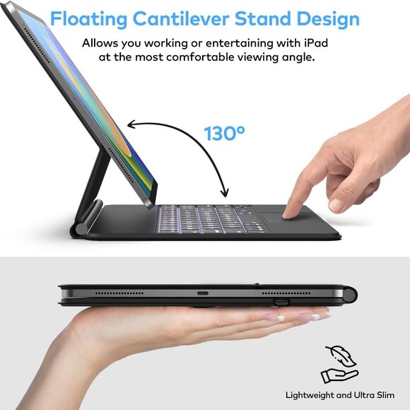 Keyboard Case for iPad Air & Pro 11” – Magic-Style Magnetic Keyboard w/Trackpad - Picture 3 of 4